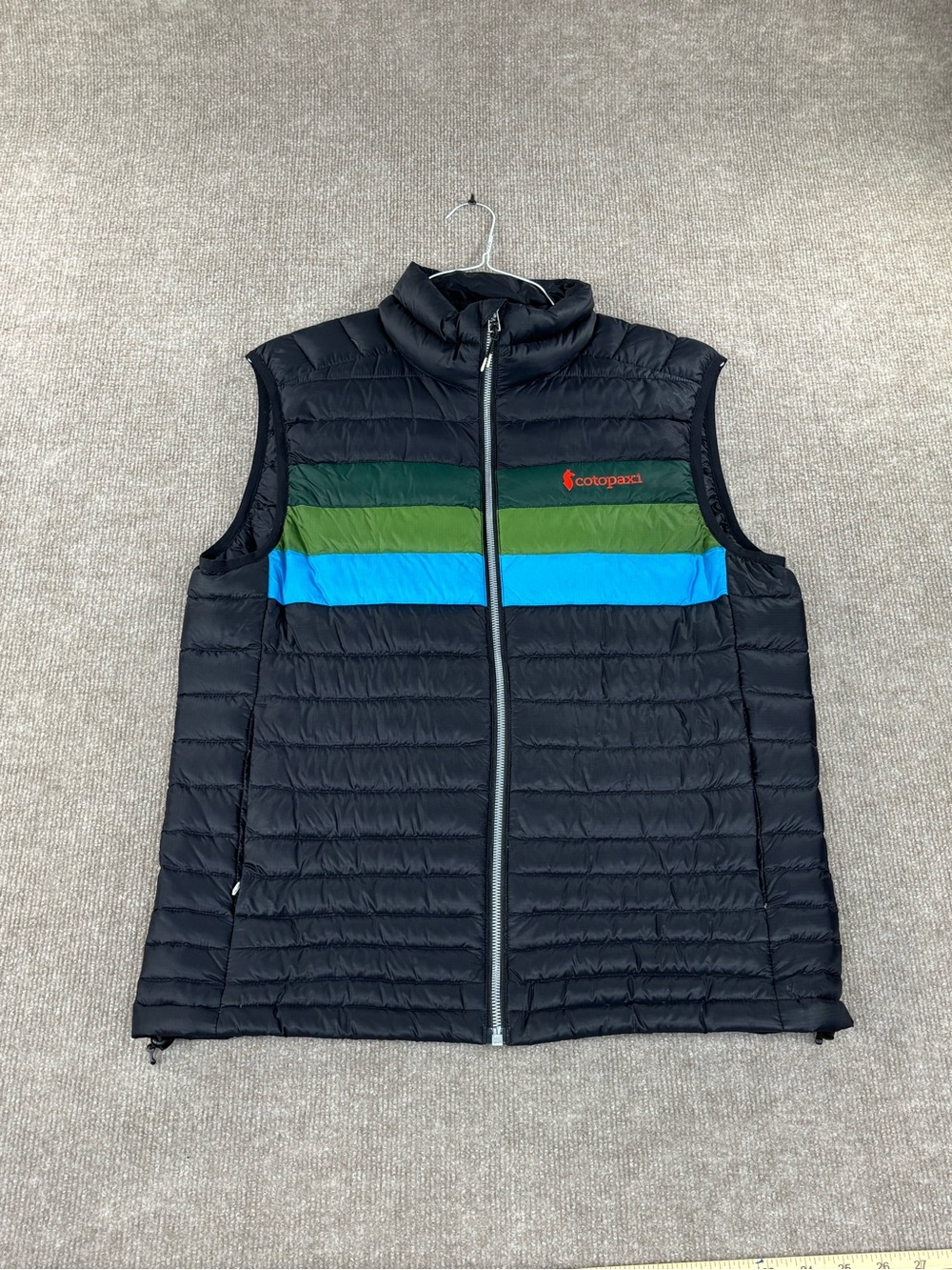 Cotopaxi Fuego Goose Down Puffer Vest Black Full Zip Men’s Medium Blue Green